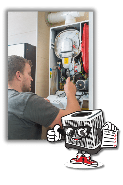 HVAC technician inspecting a furnace